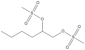 Molecular Structure of 105551-43-7 (1,2-Hexanediol, dimethanesulfonate)